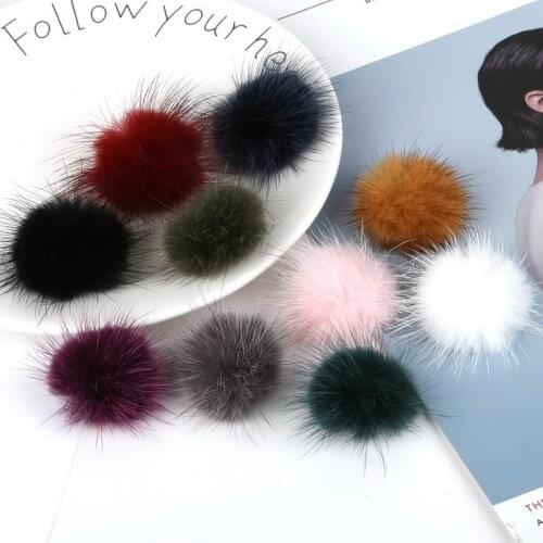 Soft Comfortable 1pc 10 Color Fashion Pompom Mink Hair Fur Ball Simple Decoration Tassel for Women Garment Diy Craft Supplies