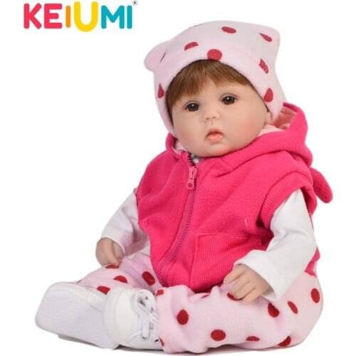 KEIUMI 17'' Baby Reborn Real Bebe Soft Silicone Reborn Baby Dolls Christmas Gifts Fashion Boneca Newborn For Kids Cloth Body Toy