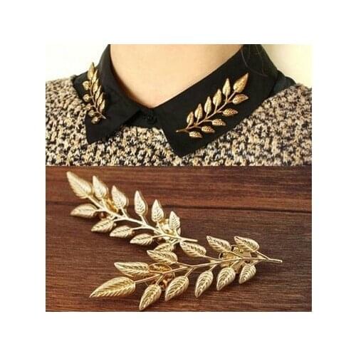 New fashion Gold and tree leaves men and women brooch pin shirt sweater collar pin collar buckle