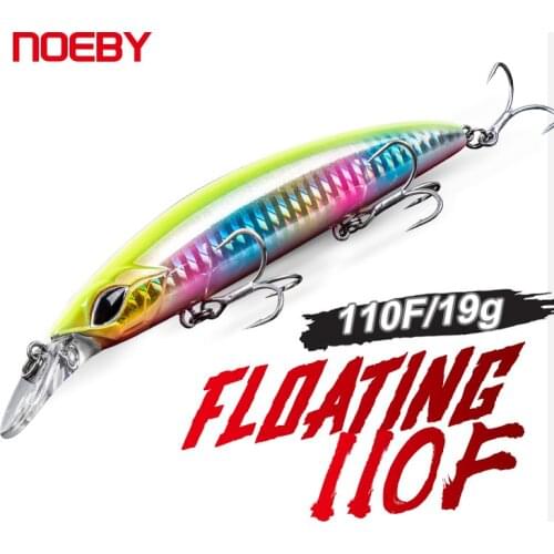 Noeby Floating Minnow 110F Fishing Lure 110mm 19g Floating Hard Bait Long Casting Saltwater Jerkbait for Sea Bass Fishing Lure