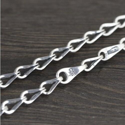 S925 Sterling Silver Vintage Weave Cross Chain Necklace Man Male Thai Silver 7mm Thickness Woven Necklace Jewelry Gift