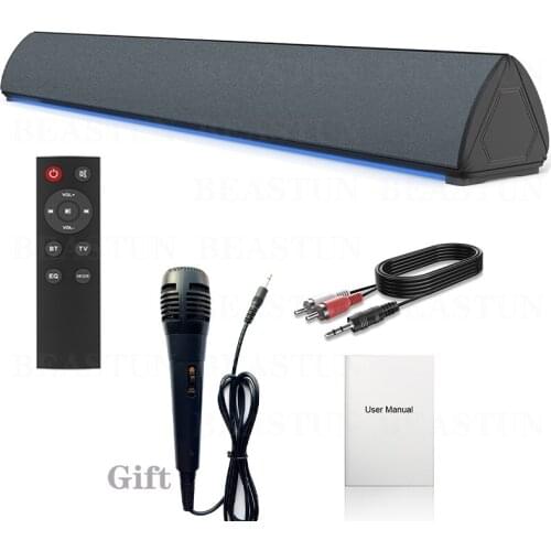 PortableTV Soundbar Subwoofer with Microphone Wireless Bluetooth V 5.0 Speaker Home Music Party Sound Bar Wired Speakers for PC