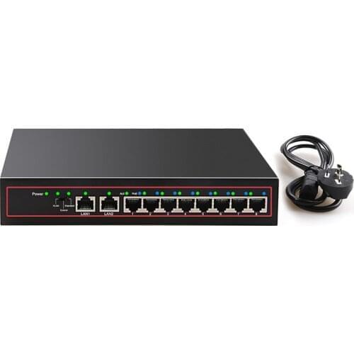 10 Ports POE Switch 48V Power Over Ethernet Network Switch 8 PoE Switch Injector for IP camera/Wireless AP/CCTV Camera System