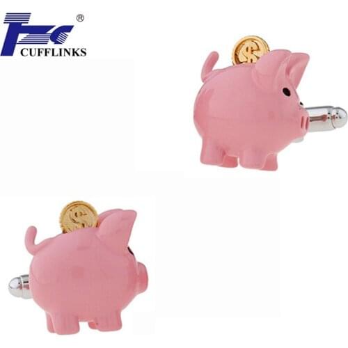 TZG Pig Saving Pot Cufflink Cuff Link 2 Pairs Free Shipping