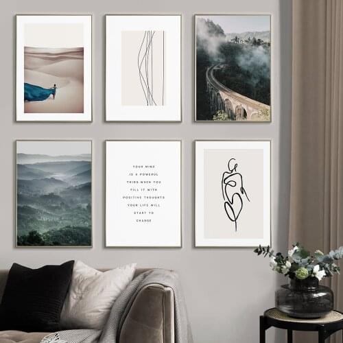 Decoration Prints Nature Landscape Poster Abstract Lines Figure Wall Picture Quotes Art Nordic Canvas Modern Home Decor Painting