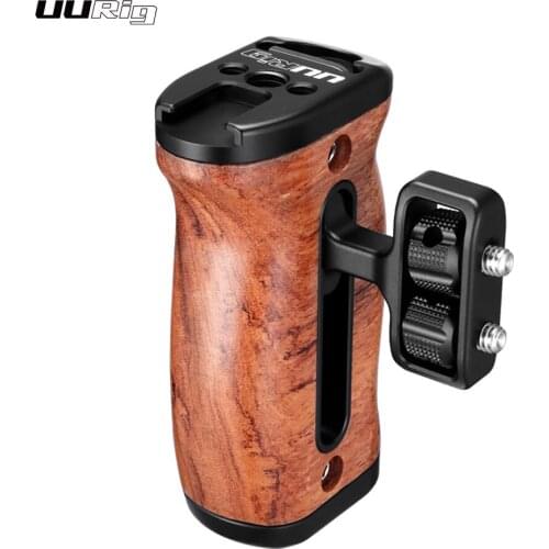 UURIG Multifunctional Universal Wooden Threaded Handle for Camera Cage Adjustable Double Side Hand Grip Photography Accessories