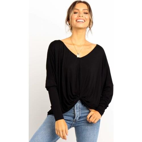 2019 New Autumn Tshirt Women Long Sleeve Casual Spring V-neck stitching T Shirt Women Plus Size T Shirts Fashion Women Top