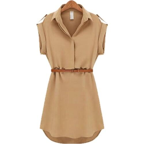 Women Summer Dresses 2021 Summer European short-sleeve Loose Chiffon Mini Dress Belt Wholesale Vestidos WSP8021