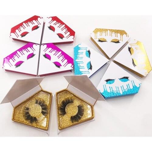High Quanlity 10/30/50pcs Diamond Eyelash Packaging Box With Eyes 3d Mink Eyelashes Boxes Empty Magnetic Lashes Case