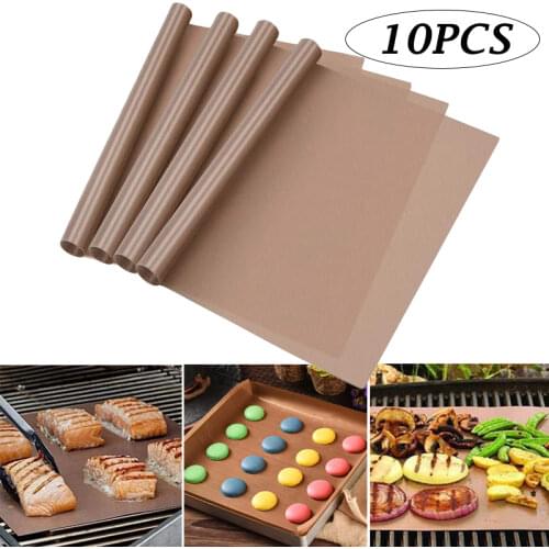 10Pcs 40*60cm BBQ Grill & Baking Mats Reusable Non Stick Baking Paper High Temperature Resistant Sheet Pastry Baking Oilpaper