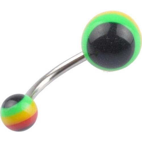 10pcs body piercing jewelry belly rings fashion jewelry bell button rings strip colors ball navel bar