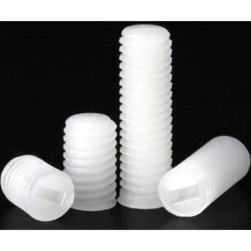 100pcs M3/M4/M5/M6/M8 Headless Screw Plastic Machine Meter Screw One Word Fixing Screw Nylon Fixing Screw Length 5mm-50mm