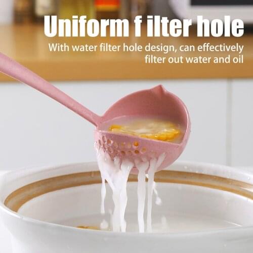New 2 In 1 Multifunctional Wheat Straw Soup Spoon Long Handle oup Spoon Meal Dinner Scoops Kitchen Supplies Cooking Gadgets