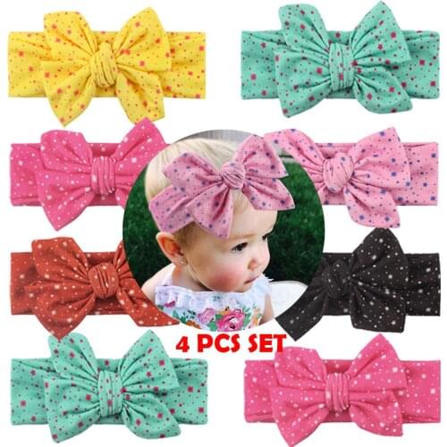 25# Hair Bands For Children Kids Newborn Infant Baby Star Bow Elastics Headband Headwear Accessories 4pcs Резинки Для Волос