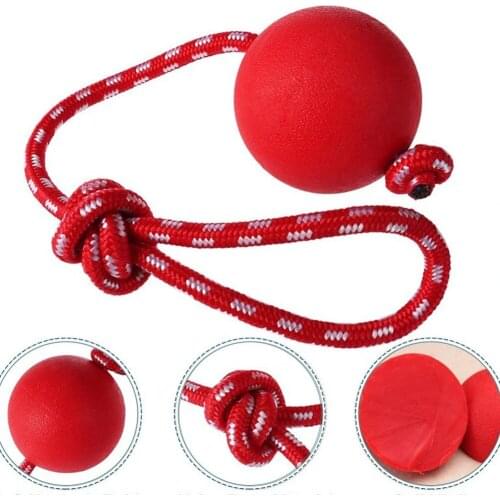 3Colours 5/6/7Cm Pet Dog Training Leisure Toy Balls Solid Rubber Ball Chew Playing Bite Toy With Carrier Rope Bite Rubber Ball