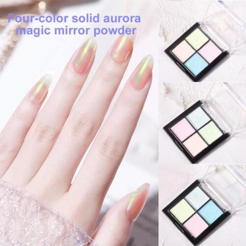 4 Colors Nail Art Solid Powder Mirror Titanium Powder Non-flying Powder Nail Powder Long-lasting Nail Glitter Nail Tools TSLM1