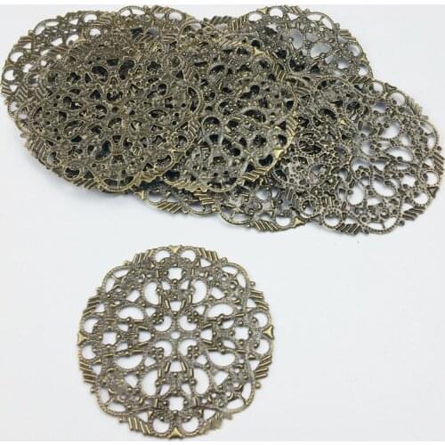 45mm 20pcs Wholesale Filigree round crafts Hollow Embellishments Findings,Jewelry Accessories,Bronze Tone ornaments