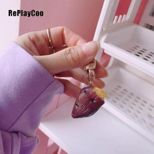 5PCS/LOT Cute Metal Keychains Toys Pendant Friut Pendant Stuffed Ball 3cm Sweet potato By Phone Bags Accessories Gifts DCM002