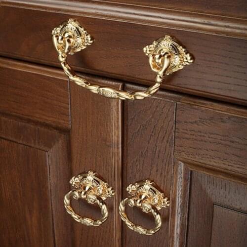 64mm 96mm modern fashion luxury drop ring Pendant bright gold drawer tv cabinet cupboard dresser pull handle knob 2.5"