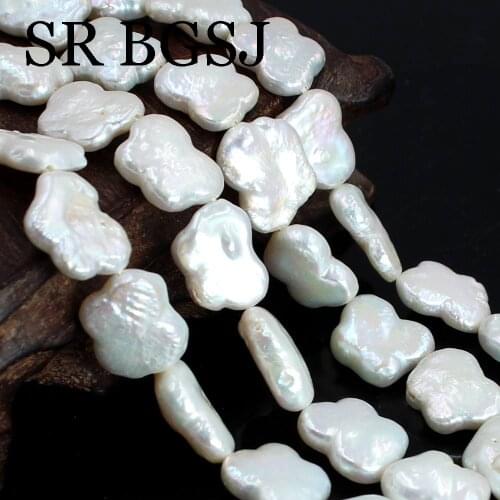 Free Shipping 10x15mm White Butterfly Baroque Natural Pearl Handwork DIY Sapcer Beads for Jewelry Making 14"