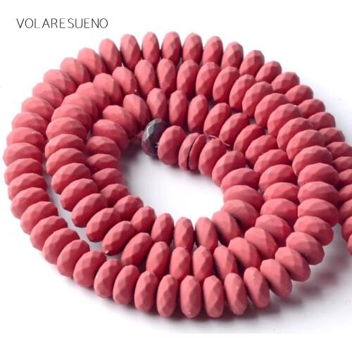 Rose Red Hematite Stone Natural Stone Rubber Rondelle Beads Space Loose Beads For Jewelry Making 6mm Diy Bracelet Necklace 15"
