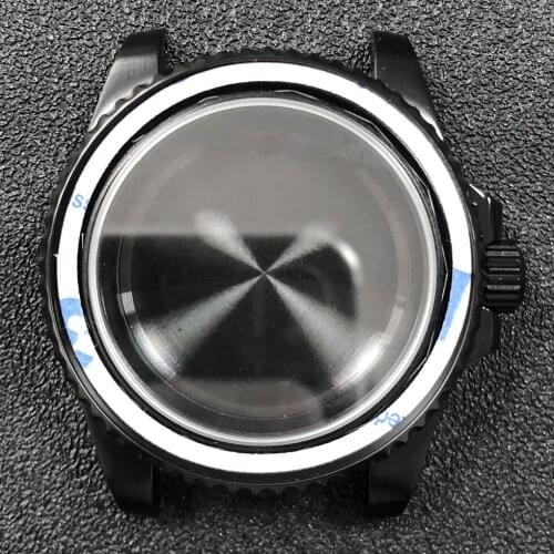 Watch case Sub Style for NH35/36 4r35/36 Movement Uhrengehäuse caja de reloj Sapphire Crystal PVD Black Watch Accessories Parts