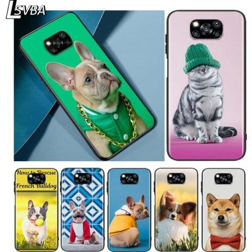 Cute bulldog cat for Xiaomi Redmi K30 K30S Mi 10T Lite Pro Poco X3 NFC X2 M3 M2 F2 Pro C3 F1 Soft Black Phone Case