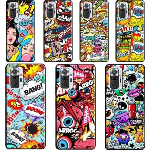 Anime Graffiti Sticker Case For Xiaomi Redmi Note 10 Pro Note 9 Pro 8 7 8T 9S Back Cover For Redmi 9T 9 9C 8A 9A