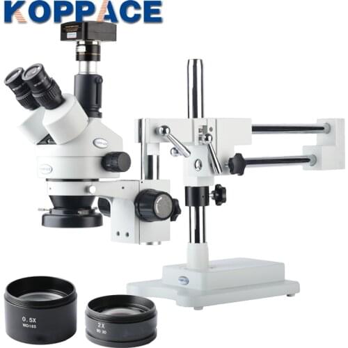 KOPPACE USB 2.0 5MP Digital Camera Trinocular Stereo Zoom Microscope WF10X/20 Eyepieces 3.5X-90X Magnification LED Ring Light
