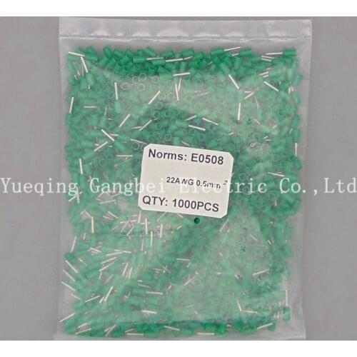 E0508 Wire Copper Crimp Connector Insulated Cord Pin End Terminal 22AWG 0.5mm green