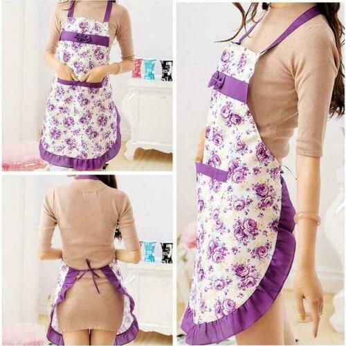 Woman Bowknot Flower Pattern Apron Adult Bibs Home Cooking Baking Coffee Shop Cleaning Sleeveles Aprons Kitchen Accessories