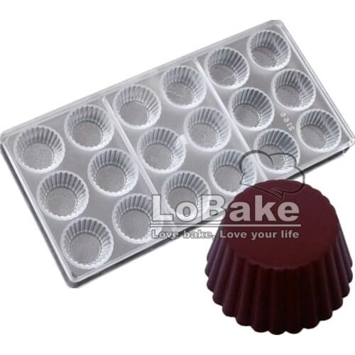 Good grade 18 cavities Fluted Cylinder shape chocolate by PC Polycarbonate soap mold for cooking backen baking tools