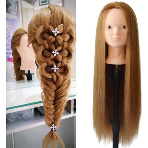 New training head with blonde hair Doll Head professional hairdressing head mannequin without makeup face gold hair manican head