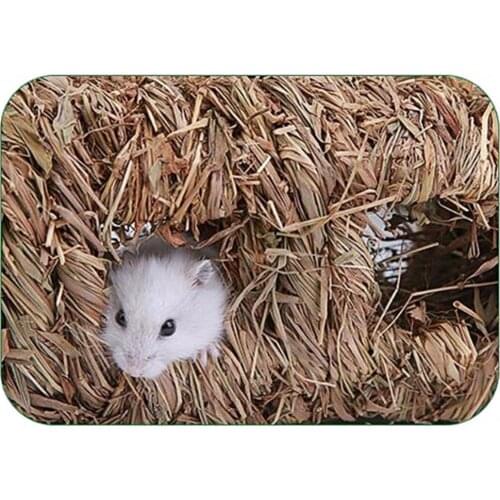 Hamster Tunnel Hamster House Grass Straw Small Pet Rabbit Hamster Guinea Pig Cage Nest House Chew Bed Tunnel Pet Products