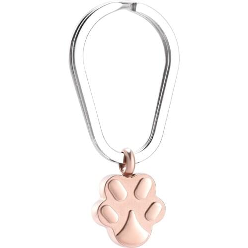 IJK2023 Stainless Steel Dog Bear Paw Print Pendant Animal Keepsake Keychain Ashes Holder Urn for Pet Keyring Memorial Jewelry
