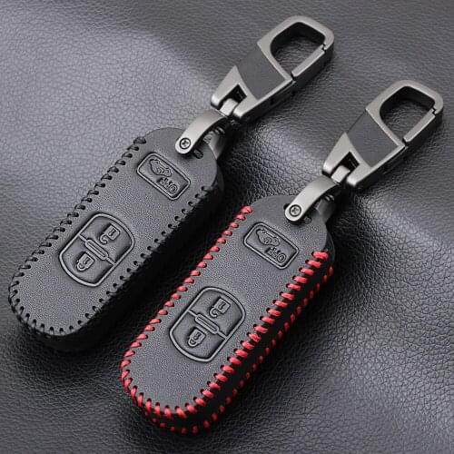 Leather Car Key Case Smart Keyless Remote Fob Protect Cover Keychain Keys Bag For Mazda 3 CX9 CX3 CX5 CX7 Speed Auto Accessories