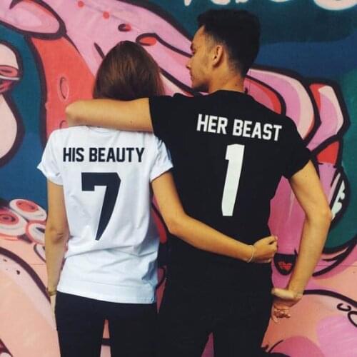 Beauty and Beast couple T-shirt Tumblr fashion t shirt gift for her or him fashion t shirt summer causal couple t shirt- K087