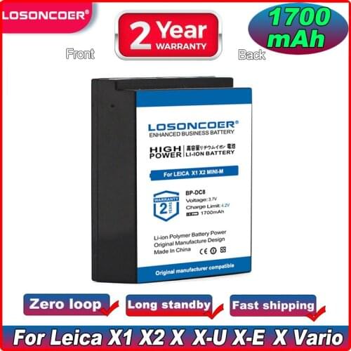 LOSONCOER 1700mAh BP-DC8 BP-DC8-E For LEICA X Vario X1 X2 X Typ113 X-U Typ113 X-E Typ102 Typ107 Camera Battery