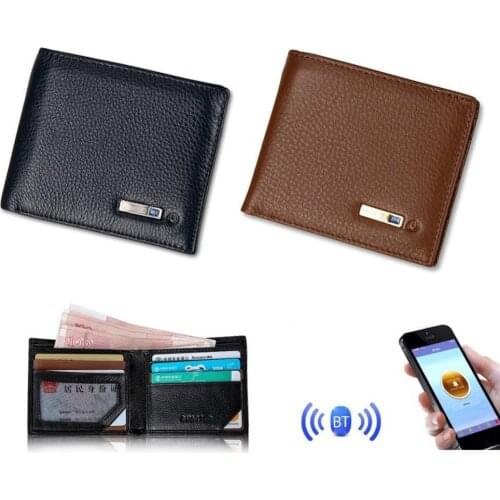 Fashion Men Smart Faux Leather Bluetooth Location Wallet Anti-lost GPS Purse