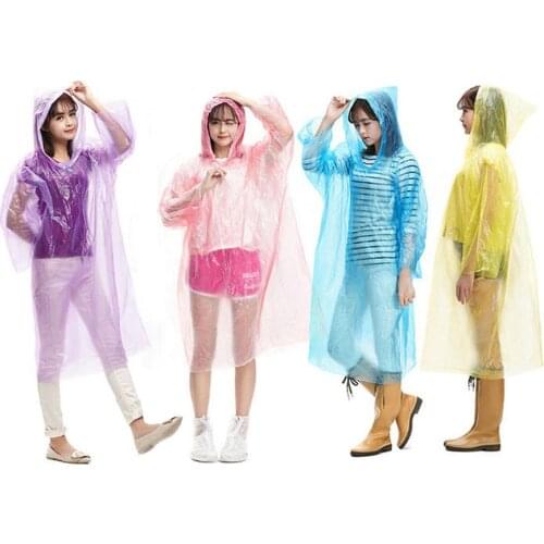 Unisex Cloak Raincoat Rain Coat Hood Disposable Poncho Mantle Outdoor Accessories Hiking Cover Waterproof Transparent