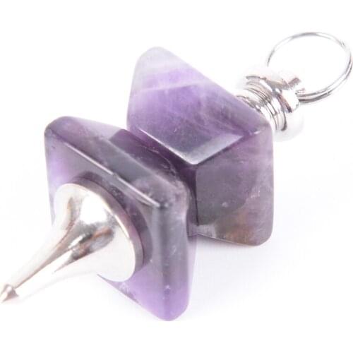 Natural Stone Swing Dowsing Pendulum Funnel Shaped Symmetry Splice Pyramid Healing Pendant Wicca Pendule for Women Men D679—D685