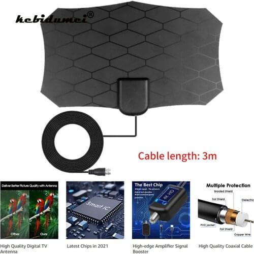 80 Miles Antenna Digital TV 28DB 3M 1080P HDTV Antenna Cable Amplifier Signal Booster For DVB-T2 Indoor Grid Satellite TV Aerial