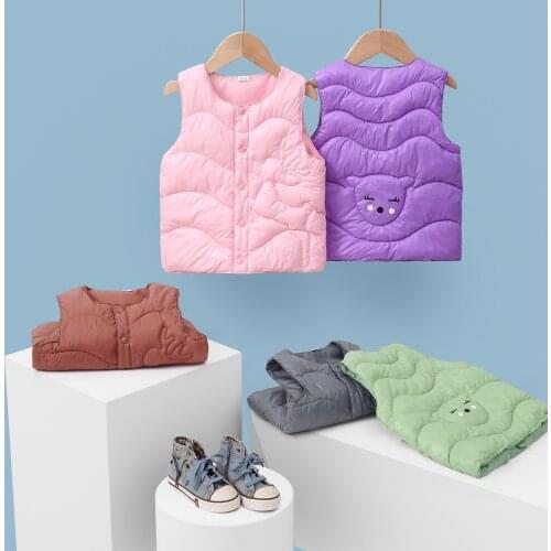 Autumn and winter fawn pattern childrens down cotton vest for small and medium-sized boys and girls