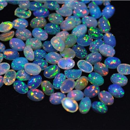 ECHUN Natural white opal bare stone oval ring face, strong fire and colorful, can be used as a ring or pendant, customizable