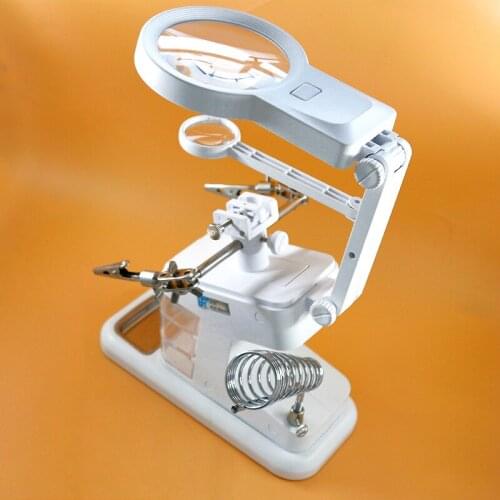 Soldering Helping Hand Lighting Magnifying Glass With LED Lamp Reading Repairing Lighted Magnifier With Solder Clip 3x 4.5x 25x