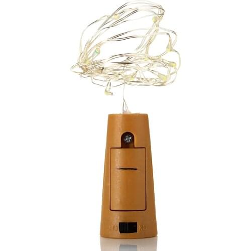 Battery Powered 75cm/1M 15/20LEDs Cork Shaped Silver LED Starry Light Wine Bottle Lamp For Party Christmas Home Decoration