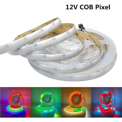 Full Color Digital RGB COB LED Strip 12V WS2811 / 1903 /16703 Programmable 5M 180IC 1080LED IP65 Waterproof RGB Pixel Light Tape