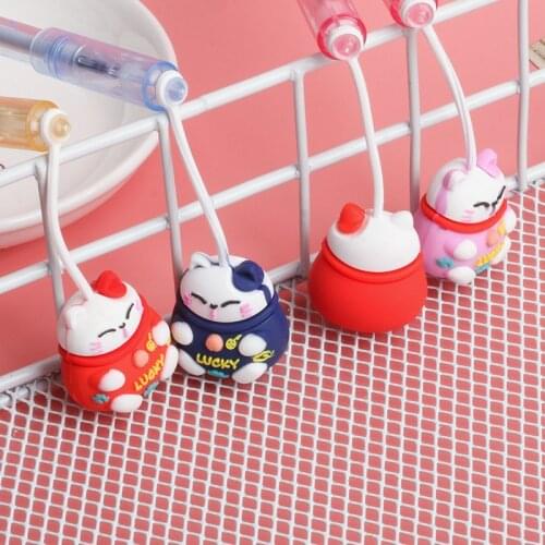 1 Pcs Creative Lucky Cat Gel Pen 0.5mm Novelty Cute Animal Kawaii Student Stationery Neutral Pen School Office Supplies