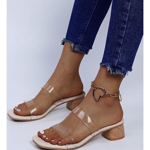 Sandals Women Mid-High Heel Ladies Sandals 2021 Transparent Shoe Laces Sandals Elegant Outdoor Fashoin Shoes For Women Plus Size