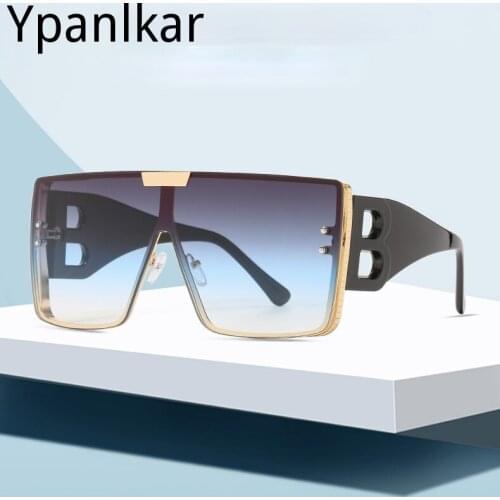 Luxury Sunglasses Men Women Oversized Big Square Retro Black Sun Glasses Female Vintage Rimless Shades Eyewear Female